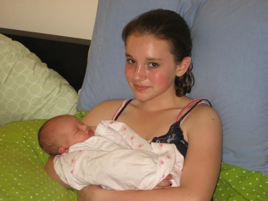 **Awwww**

I’m making progress on window trim, installed a storage system in Abigail’s closet, and mowed the yard, but all of that stuff pales in comparison to **more cute baby pictures!**