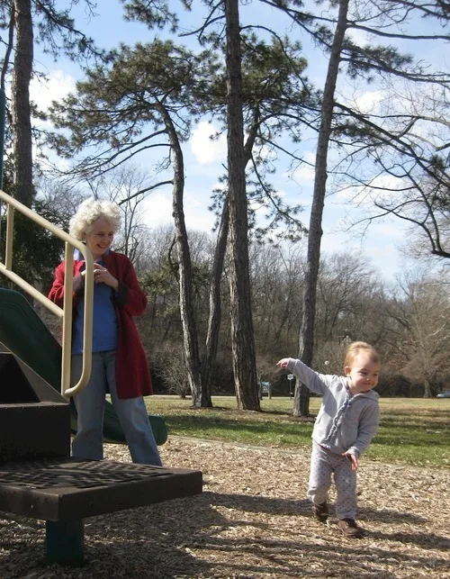 **Papa need sugar?**

Abigail was in high spirits tonight — lots of silliness and laughing. One of her favorite games right now is to ask Papa if he needs a kiss.  
  
“Papa need sugar?”  
Yes.  
“Mama need sugar.” And she grabs me, kisses me, and gives Papa a mocking look. She does this over and over and just thinks it’s hilarious.  
  
She had a great day with Gramma and Grampa today. I love this picture: