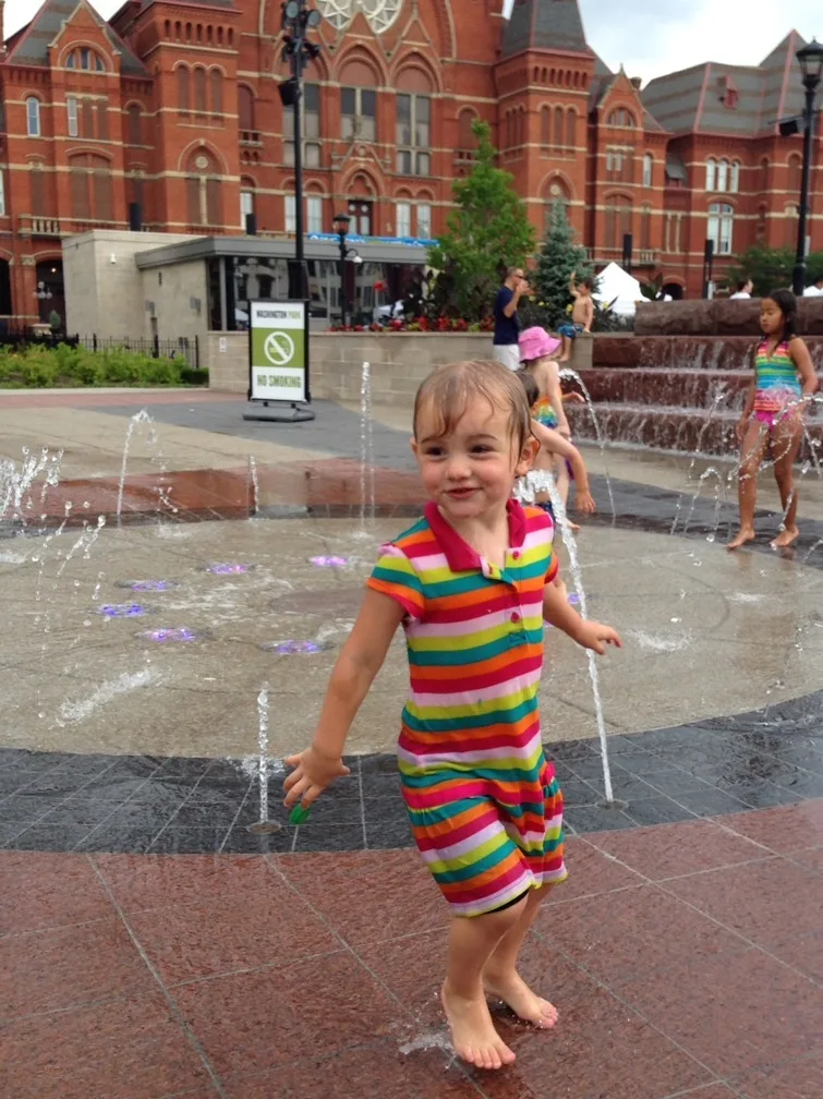 We’ve decided to designate Saturday as Family Adventure Day. Our adventuring today took us to the newly renovated Washington Park. We all had a blast playing on the new play structures, watching a Madcap Puppet show, picnicking by a bustling health fair, and splashing in the water fountains. Our water-lovin’ Abby had an especially great time.