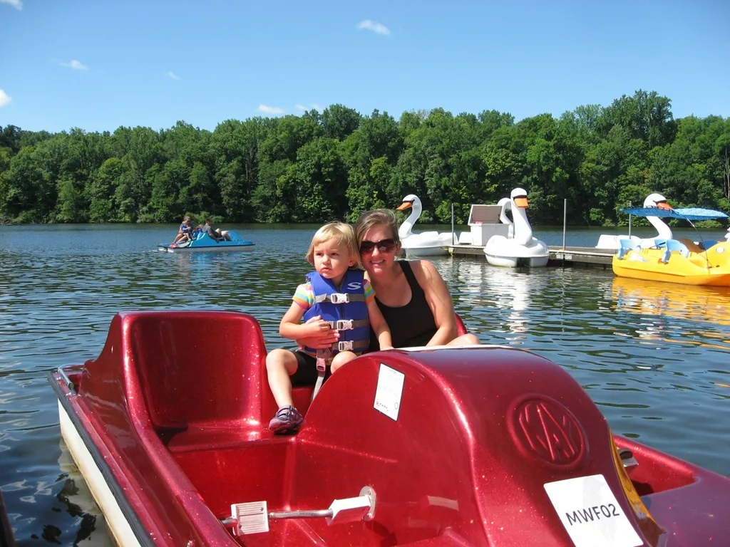 We had a wonderful time today at Miami Whitewater Park with Auntie Mel and Uncle Ron. Abby rode a boat for the first time, and got to be captain. We fed the ducks. We even enjoyed ice cream after playing at the playground.