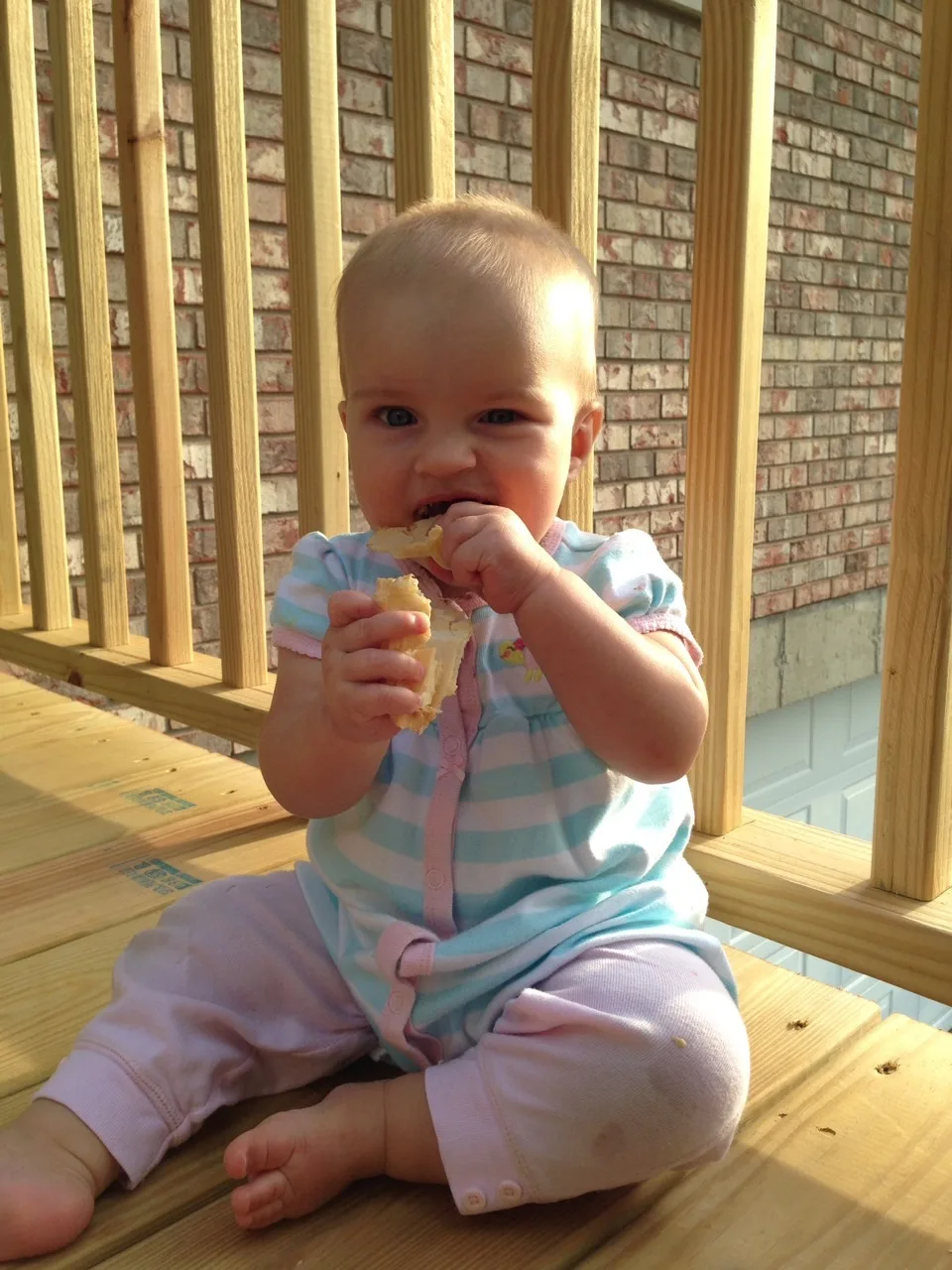 We survived and thrived during our first full week without Grandma Susan! As long as I plan our day ahead of time, and stick to some semblance of a schedule, we seem to do well. This week, we visited the library on Monday, had a playdate at our house on Wednesday, and did crafts at home on Friday. I’m no Martha Stewart (not by a long shot) but Abby enjoyed making pinecone creatures today. And, it turns out that ice cream cones are wonderful substitutions for teething biscuits. It was a good end to a good week, but I’m still very thankful tomorrow is Saturday and John will be home too.