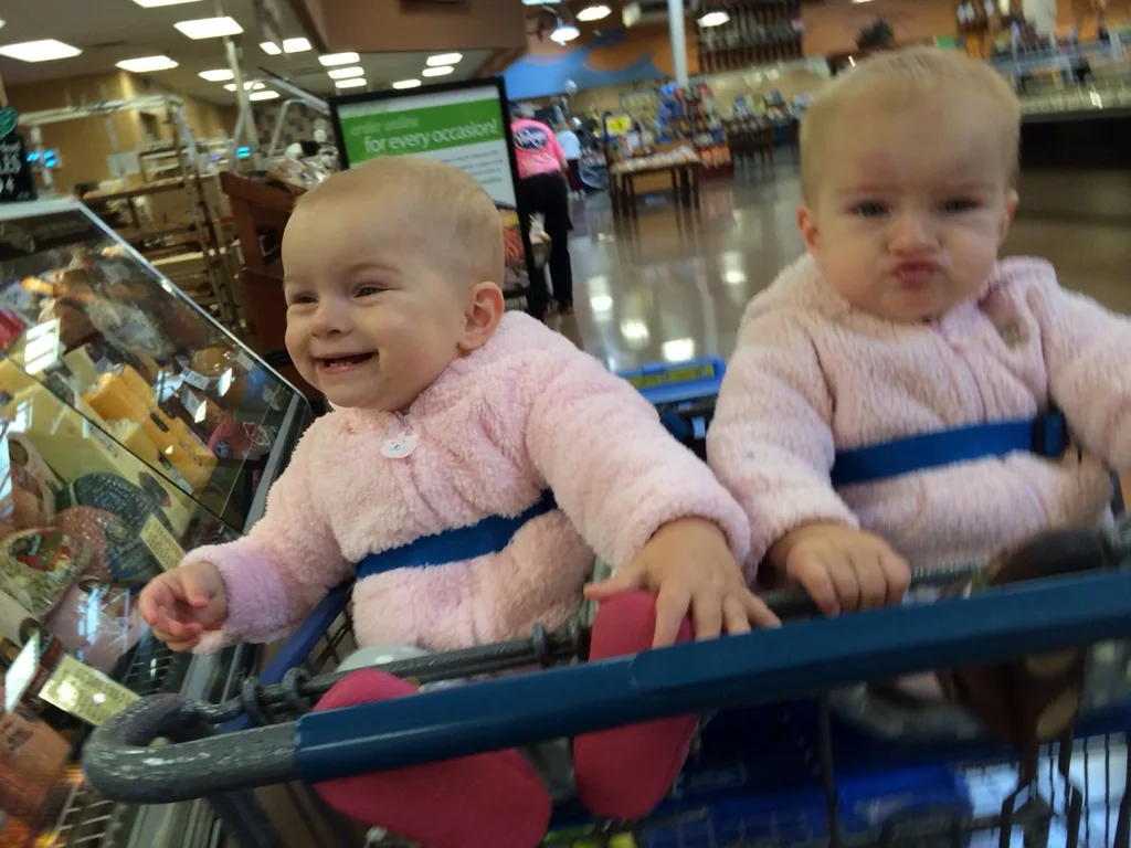 The picture may not have turned out well, but our first grocery shopping trip sure did. The babies greatly enjoyed the experience, and I felt a little bit like a super mom afterward. I’ll miss regularly shopping with Abby on Sundays, but I’m glad our weekends can be free for other fun activities.