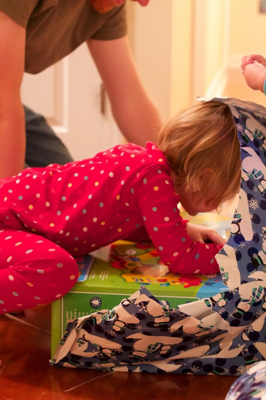 This was our best Christmas morning so far. Abby woke up first, and was surprisingly willing to let the presents sit untouched while we waited for her sisters to wake up. Josie was the second to wake, but no such luck with her. She wanted to investigate! We ended up encouraging Gwen to get out of bed so we could see what Santa brought us.

The girls had lots of fun opening their gifts, and giving gifts. The highlights were a toy train set, an indoor trampoline, some very cute animal hats and gloves, and a bright red toy monster truck for Papa, who just wanted a nice German car. (That was Abby’s gift to John. She looked at Papa’s preferred cars at the store and said they were “too grey, too blue, too boring.” She instead bought a fire truck for Josie, a camper with a beach scene for Gwen, and the monster truck for John. No sports cars for her!)

We took lots of pictures, but Tumblr only allows ten per post. (Sigh.) Christmas afternoon coming next.