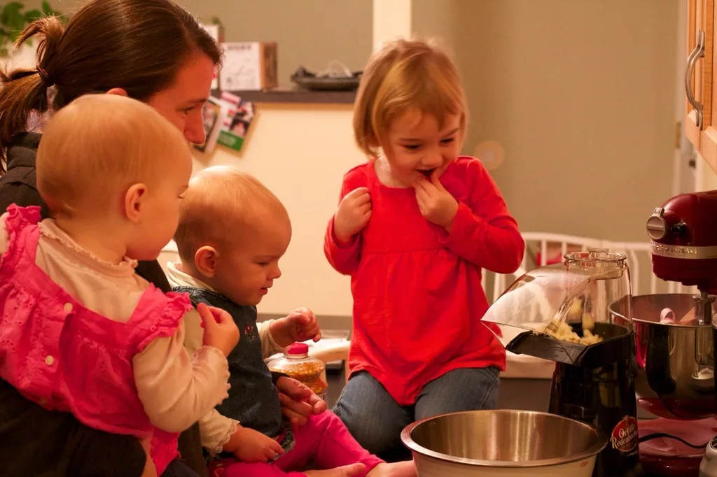 We made popcorn yesterday with our new hot air popcorn maker. Abby and Josie got a kick out of watching it pop the popcorn. Gwen did too until it really started going, and then she cried. They all greatly enjoyed eating the final result though. Thanks to Grandma Susan for remembering something I said last June!