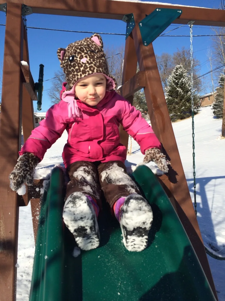 What a day! We had lots of fun today, but it was also highly unusual. The babes decided to sleep in until eight this morning and so were not interested in taking their morning nap. I tried to get all three girls to take an afternoon nap after lunch, but Abby would not fall asleep. After lots of “Mama, can I get up,” I gave up and took her outside to play in the snow while Gwen and Josie snoozed. We came in when they woke up, made some popcorn, and enjoyed an afternoon of dancing. It was a fun day, but tiring. I’m not ready to lose my afternoon nap!