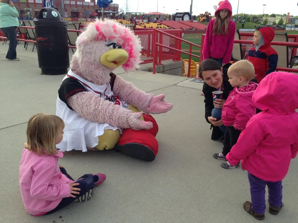 The KCPL held their annual volunteer appreciation event at the Florence Freedom minor league baseball park. We didn’t watch much of the game, but we still had a really good time. The girls especially enjoyed the kids play area, the cupcakes, and Belle, the mascot. It took some patience and encouragement to get them to interact with her, but after awhile they were fans.