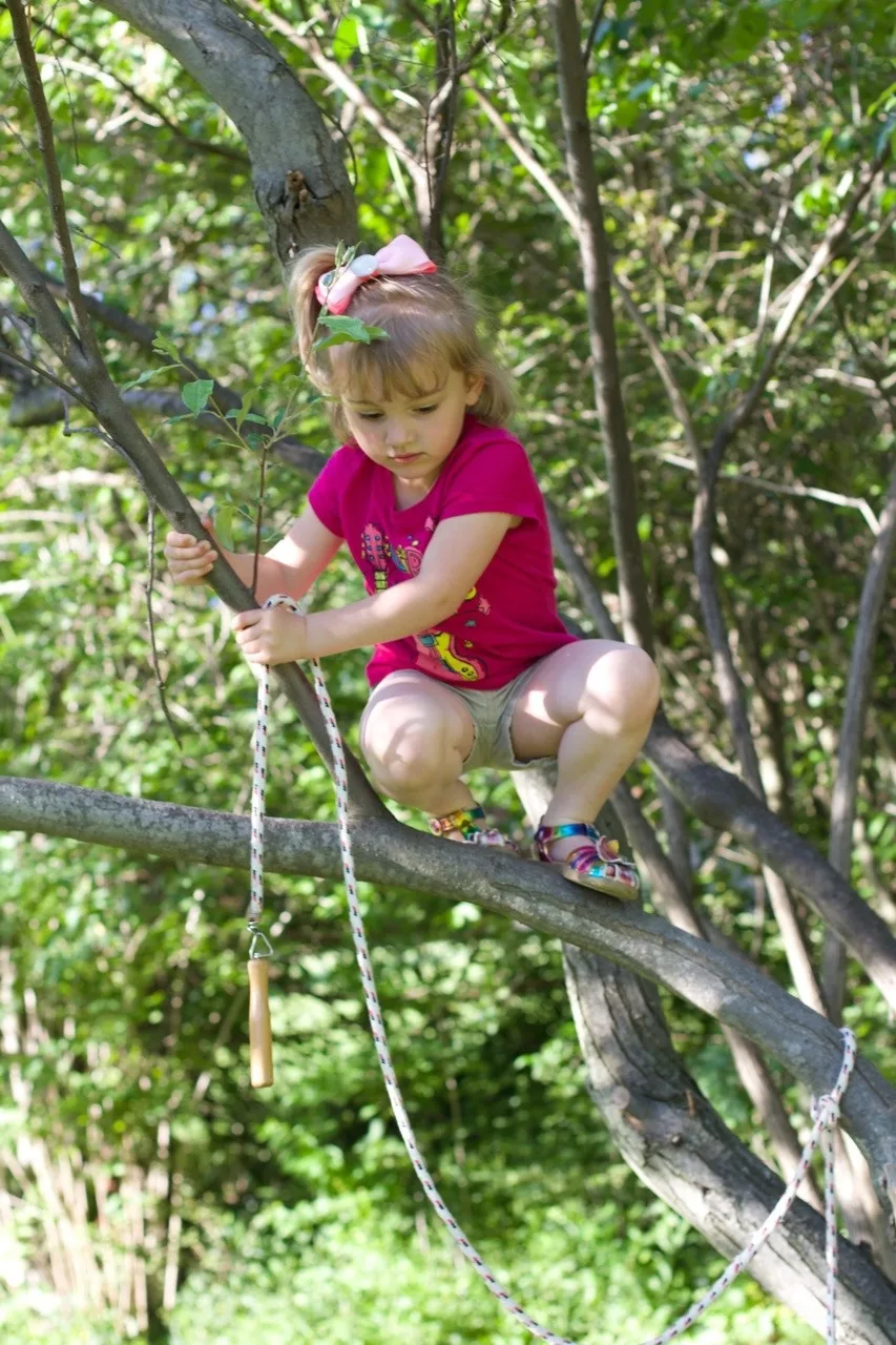 First she scaled “the mountain” and then she climbed a tree.