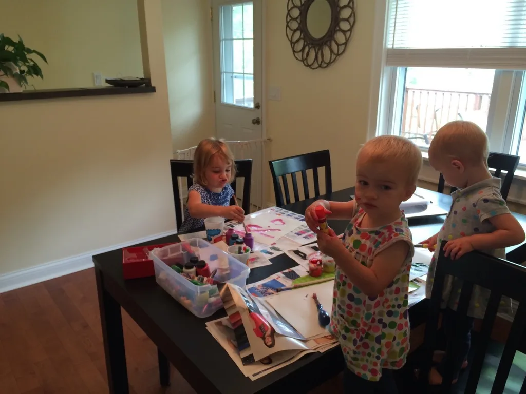 This is how these under-the-weather girls got creative on their rainy day. They colored with markers in the morning and then painted in the afternoon.