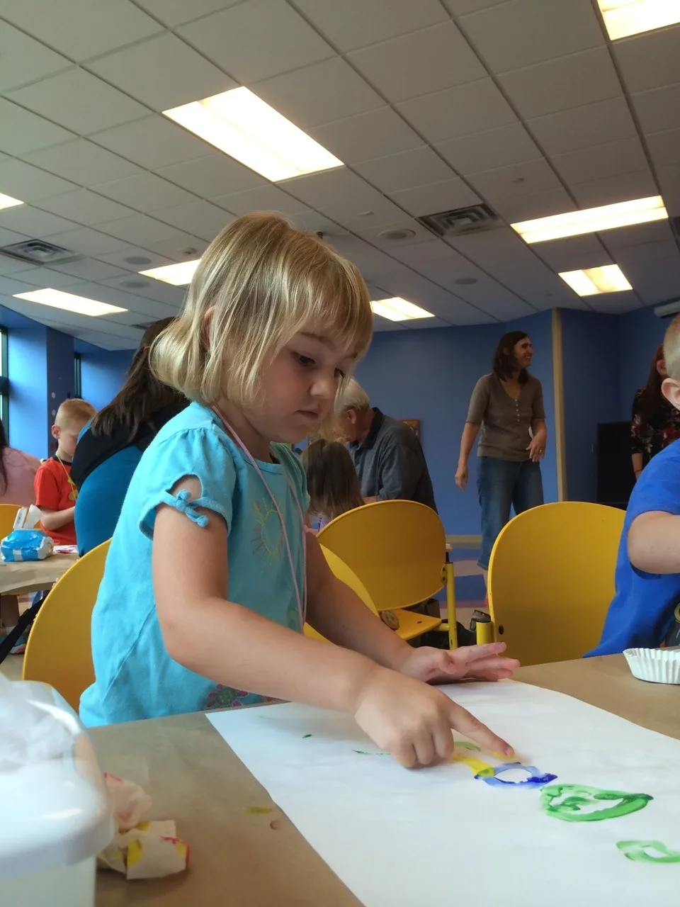 The girls enjoyed finger painting at the library after storytime today. We’re happy to be moving back to the Ohio side of the river, but we will greatly miss the playart storytimes.