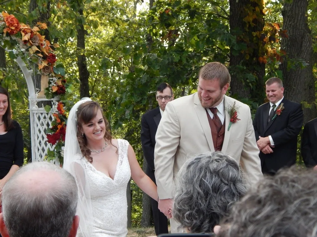 Amelia and Ron are married! They had a wonderful wedding at Lake Hope. We were all too busy having fun to take any really good pictures though. Lucky for us there was a photographer! More and better pictures coming soon. (Pictures: after the ceremony; rehearsal dinner; an enthusiastic rocking Gwen; outside our cabin; top bunk jumpers; silliness after lunch on the road).