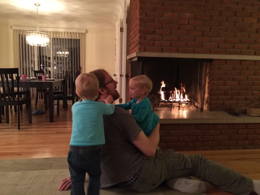 Enjoying our first fire