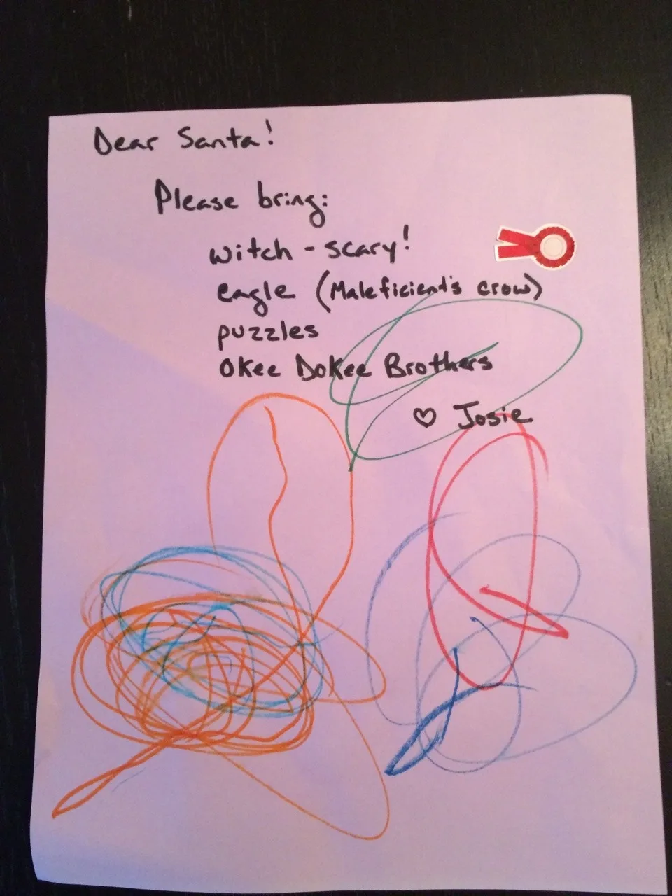 Abby, Josie, and Gwen’s letters to Santa. Please note that no one requested a dog!