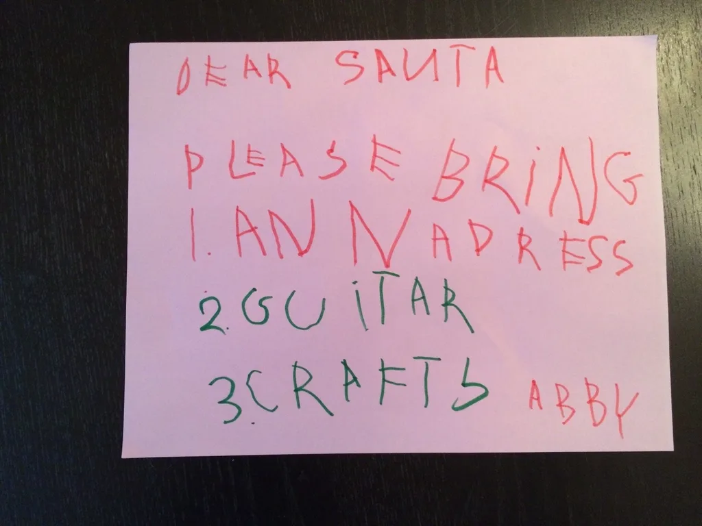 Abby, Josie, and Gwen’s letters to Santa. Please note that no one requested a dog!