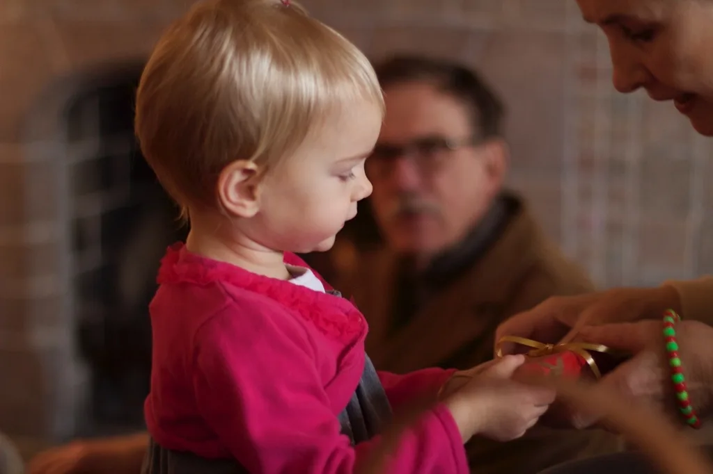 Opening presents at Grandma and Grandpa’s house