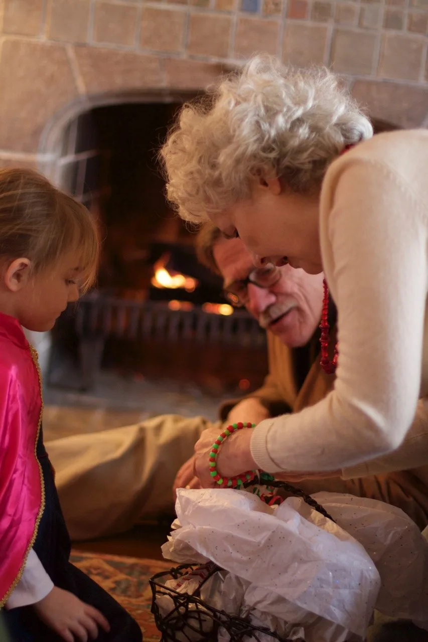 Opening presents at Grandma and Grandpa’s house