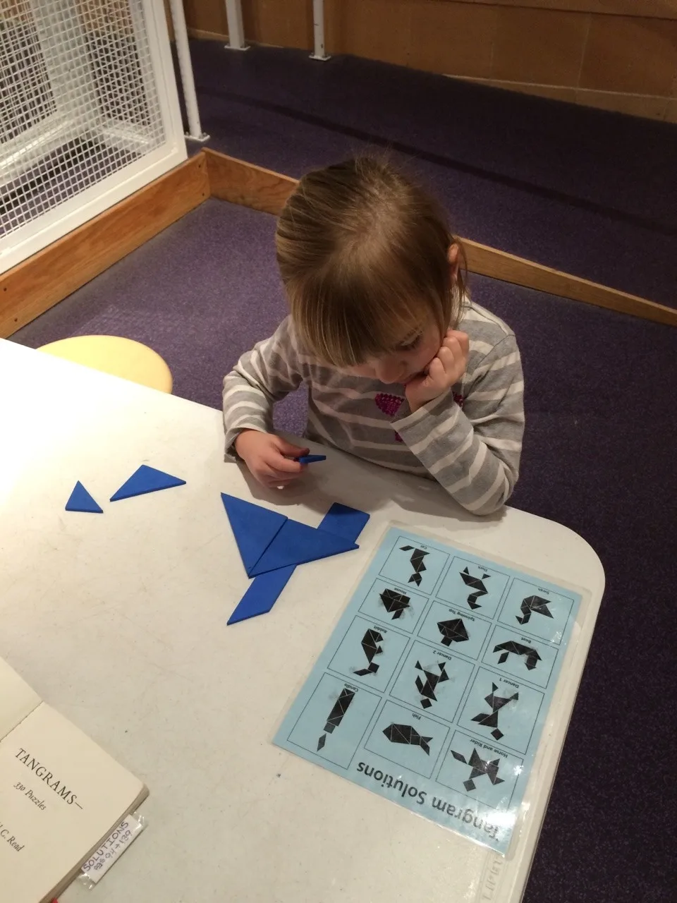 We had a fun Saturday morning excursion to the Museum Center. Gwen and Josie especially liked the chicken truck, and riding the escalators. Abby greatly enjoyed, and was really adept at tangrams.