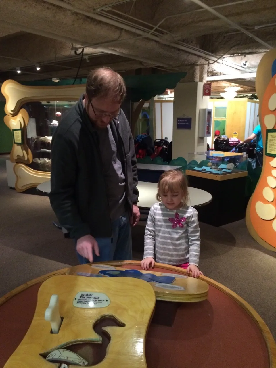 We had a fun Saturday morning excursion to the Museum Center. Gwen and Josie especially liked the chicken truck, and riding the escalators. Abby greatly enjoyed, and was really adept at tangrams.