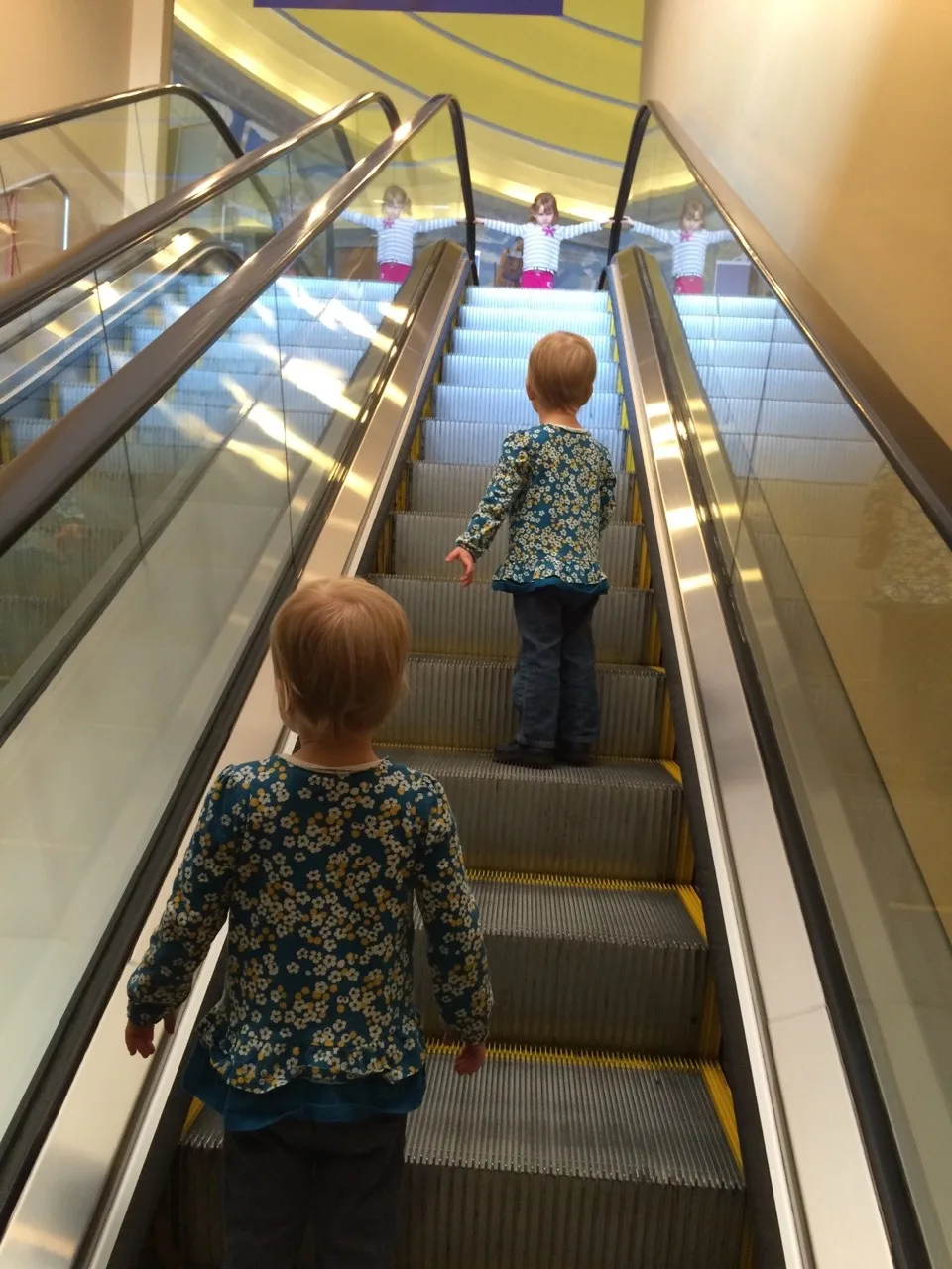 We had a fun Saturday morning excursion to the Museum Center. Gwen and Josie especially liked the chicken truck, and riding the escalators. Abby greatly enjoyed, and was really adept at tangrams.