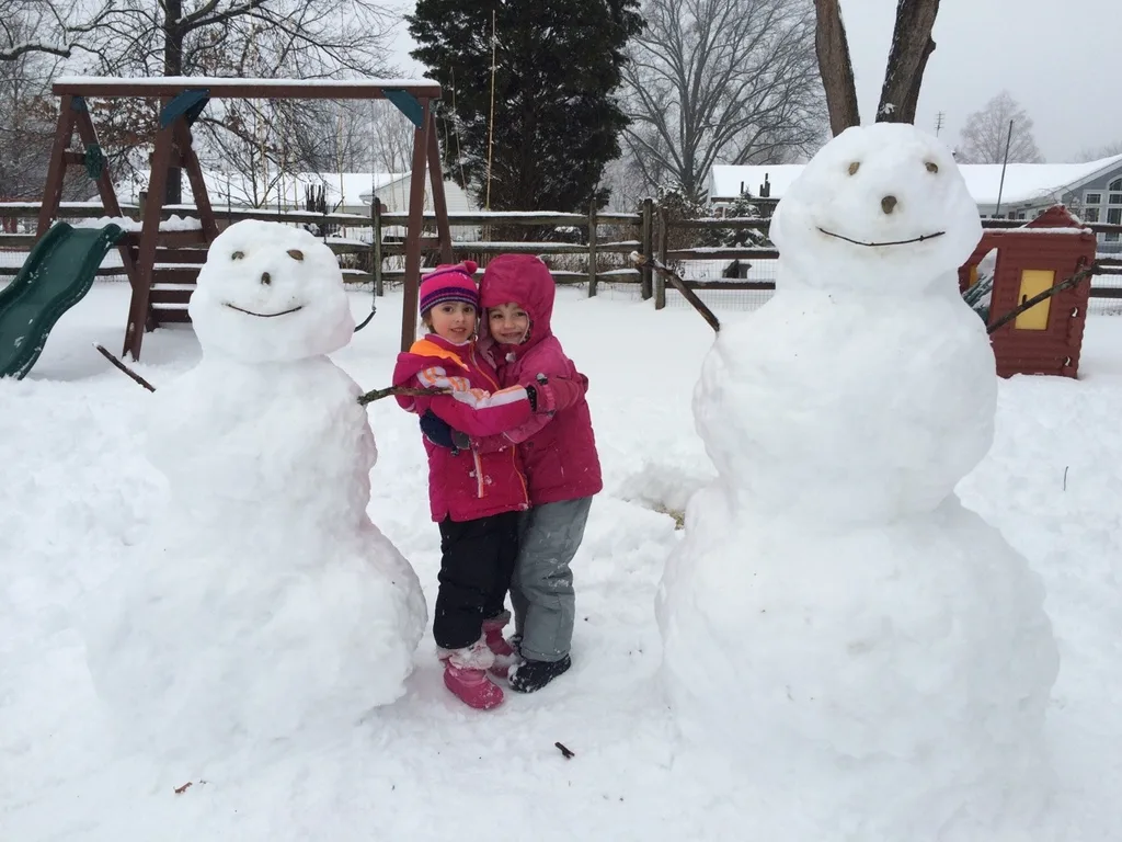 Abby came outside with me to shovel the driveway - again. She was joined by a friend. Impressive snowmen for some 4 year olds, right? Ok, perhaps they had a little help from me.