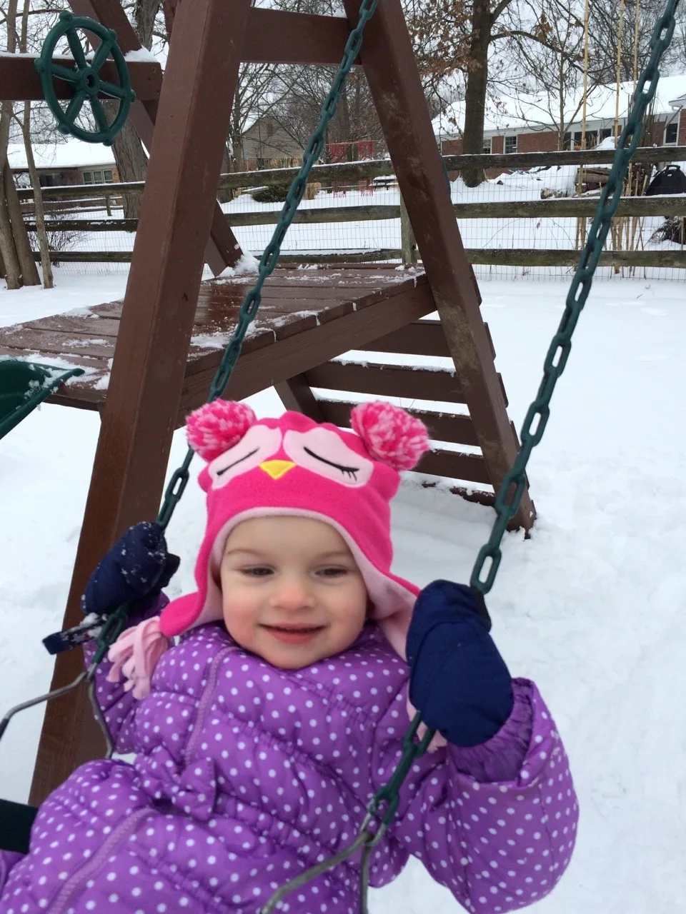 All three girls finally got a chance to play together in the snow.
