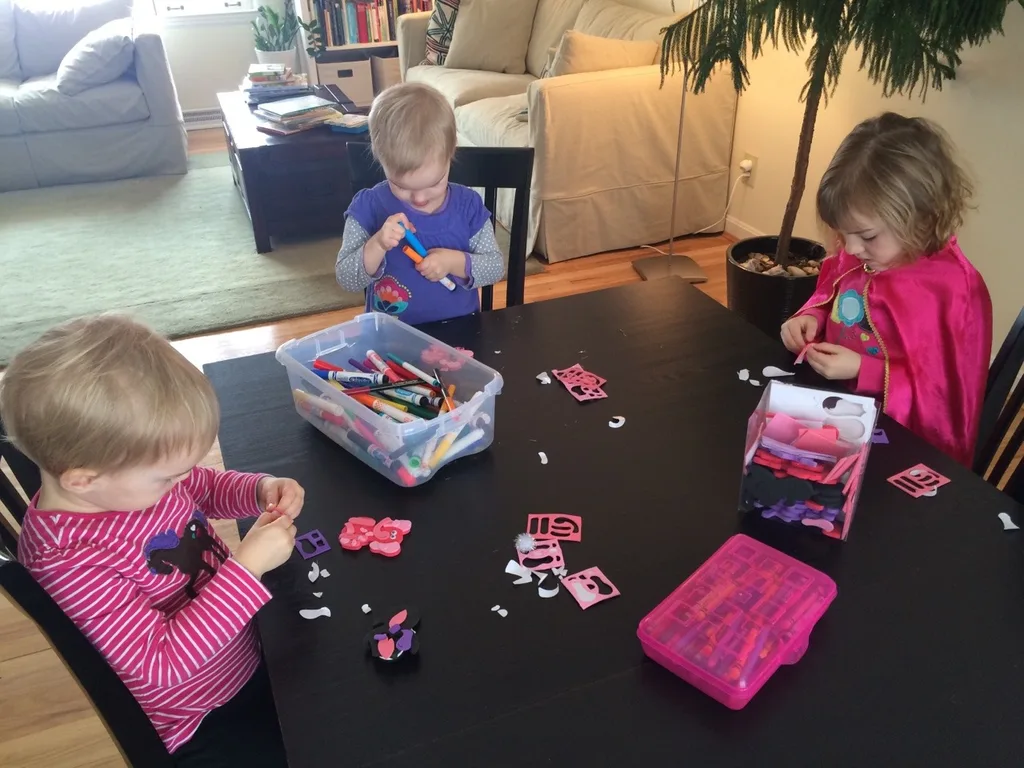 After their fun in the snow, the girls enjoyed making elephants, monkeys, and birds.