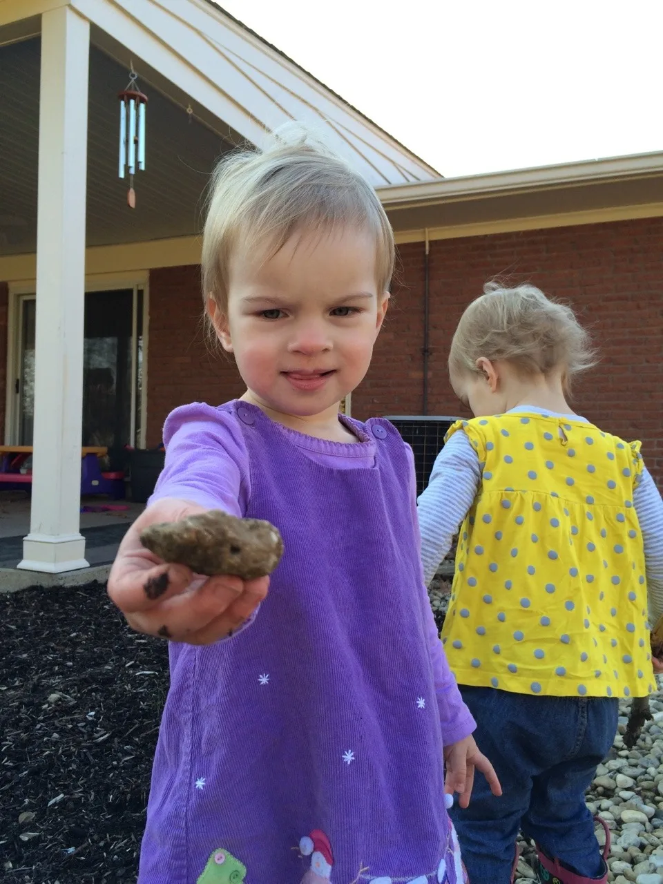 It was squishy in our yard, but these two had fun poking around in the mud on this wonderfully warmer day.