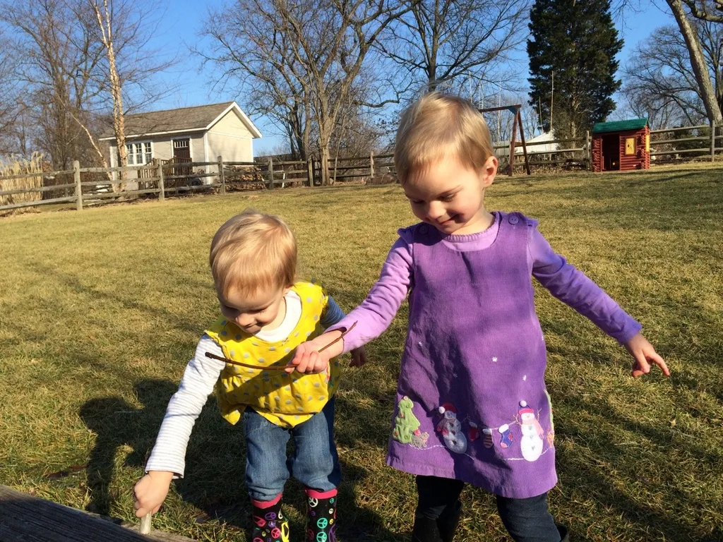 It was squishy in our yard, but these two had fun poking around in the mud on this wonderfully warmer day.