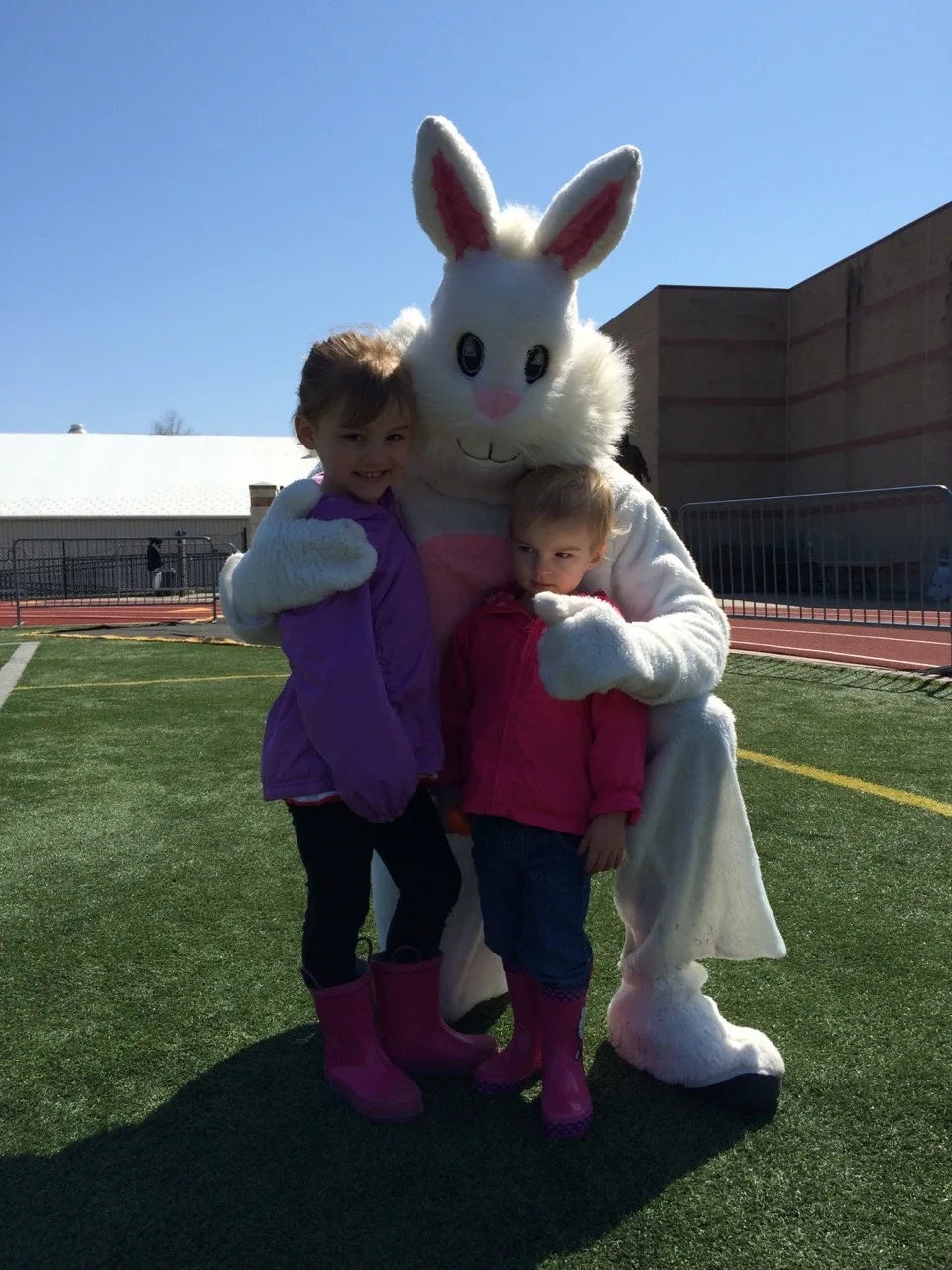 Another Easter Egg hunt! The girls met the Easter Bunny, and came home with far too much candy from those Moeller Rugby players.