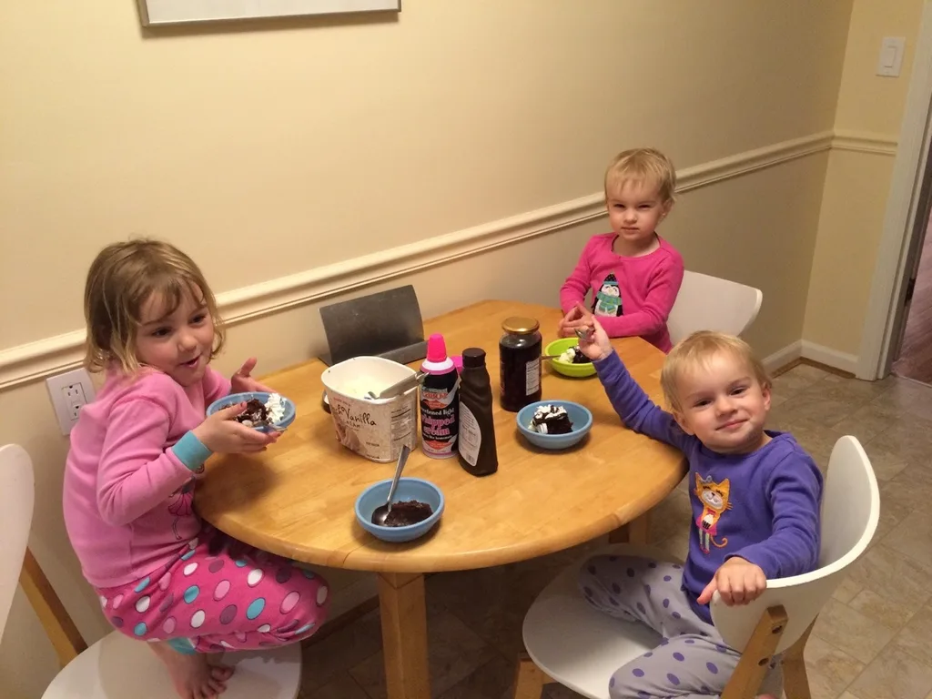 Should I admit that I let them eat chocolate cake three times today? Probably not, but the pieces were small and they’re so persuasive!