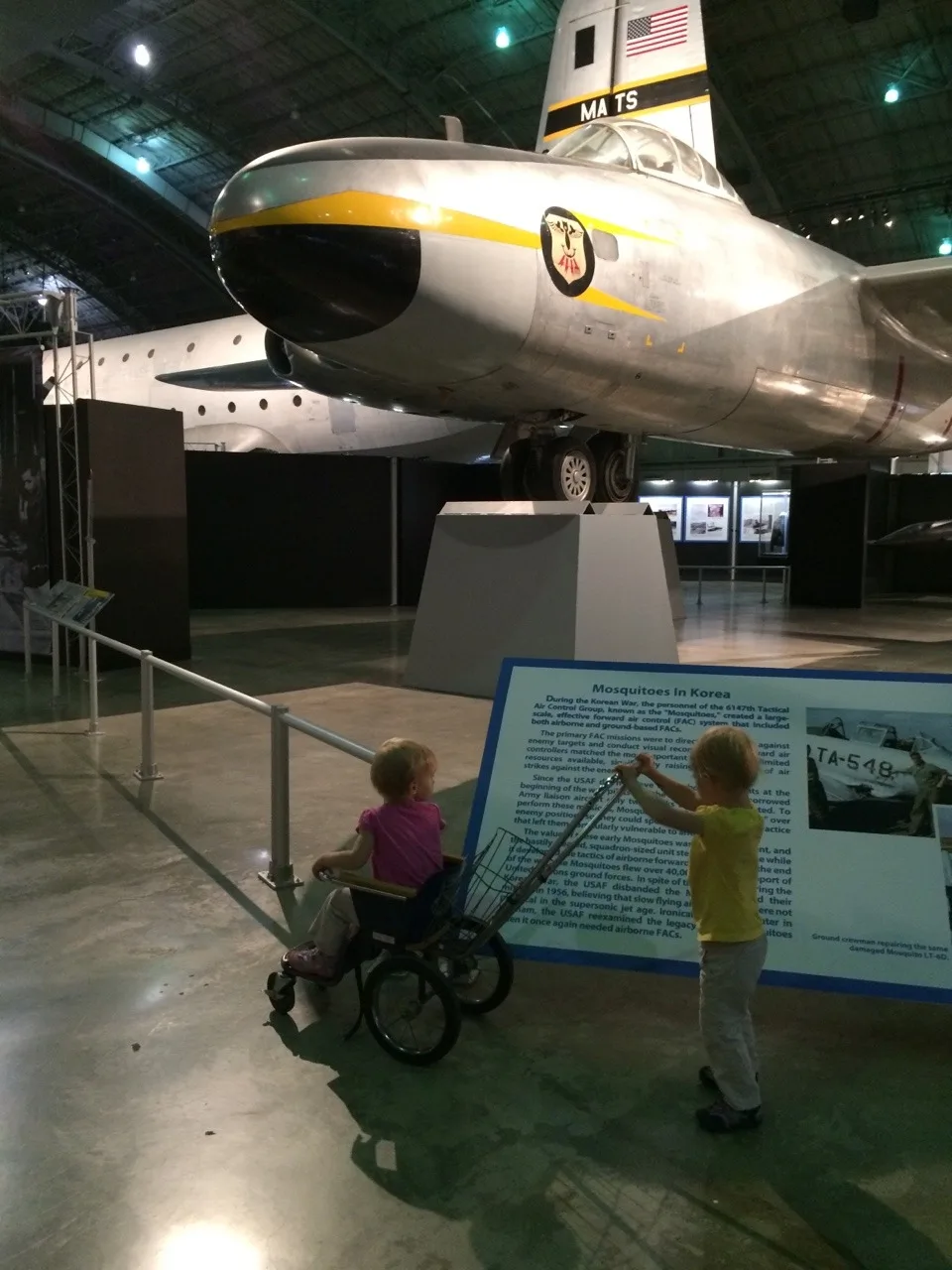 John’s wish finally came true. We made our first trip to the Air Force Museum today. Everyone had a good time, but my favorite part was listening to Gwen as she pushed Josie around in a stroller. “Hey! Look at this Jos. It’s an airplane!”