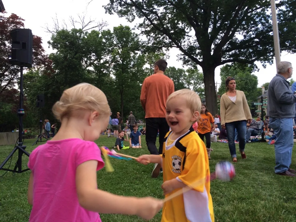We enjoyed the music of the Comet Bluegrass All-stars and some art-making at the Clifton Cultural Arts Center tonight. Gwen and Josie thought the comet wands they made were perfect for sibling whacking.