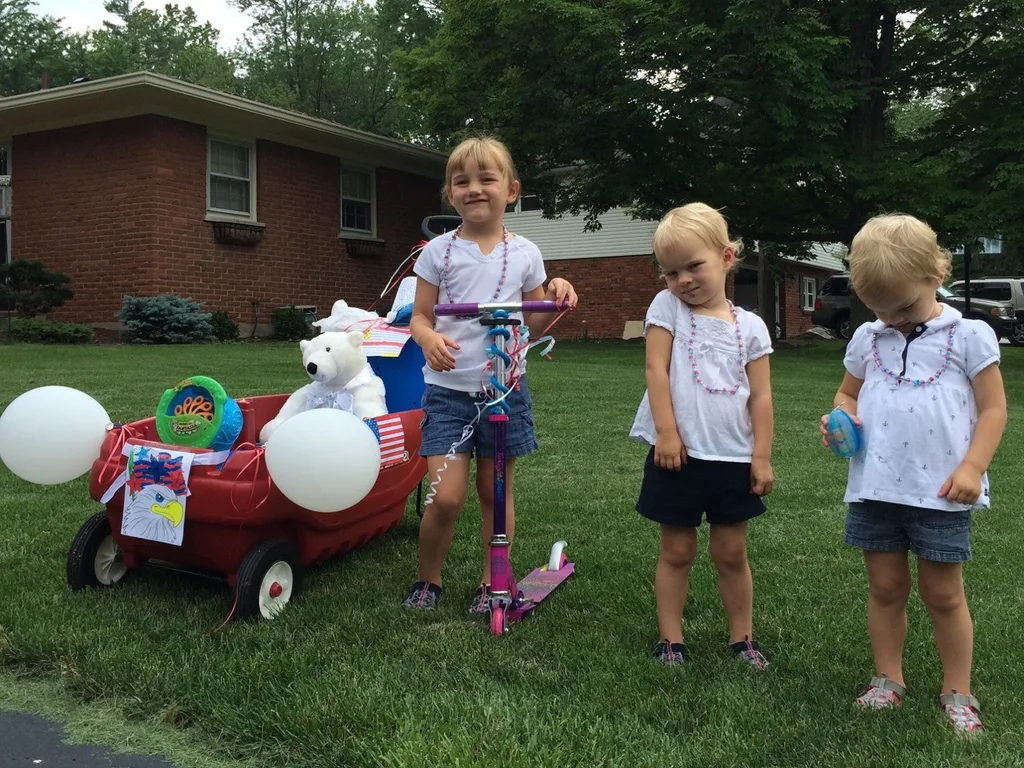 Kudos to our neighborhood for making each kid feel like a winner! My girls won ribbons for “most patriotic twins” and “best decorated scooter” in the 4th of July parade. They’ll definitely want to spend even more time decorating their entries next year!