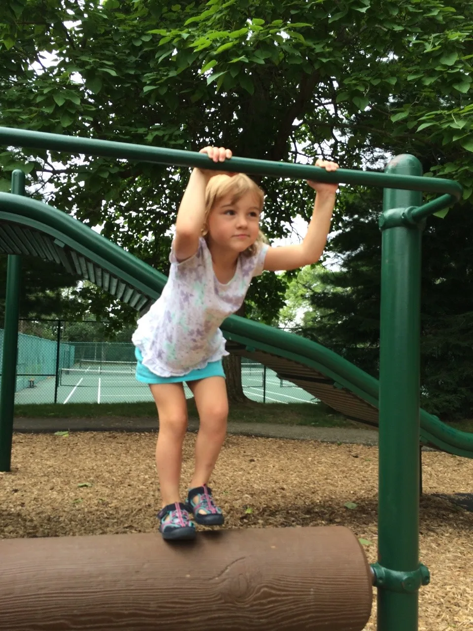 One of my favorite parts of the day is listening to the girls recount their morning adventures to John when he returns home from work. Today, Abby started by telling him about her mastery of the monkey bars. Josie heard this and cam running down the hallway from the bathroom, pants-less, of course, screaming “I rode the bumpy slide!” I rode the bumpy slide.“ I then heard Gwen shouting from the other room, "I did the tunnel slide!” I think they were all proud of their bravery and athleticism at Stephan Field.