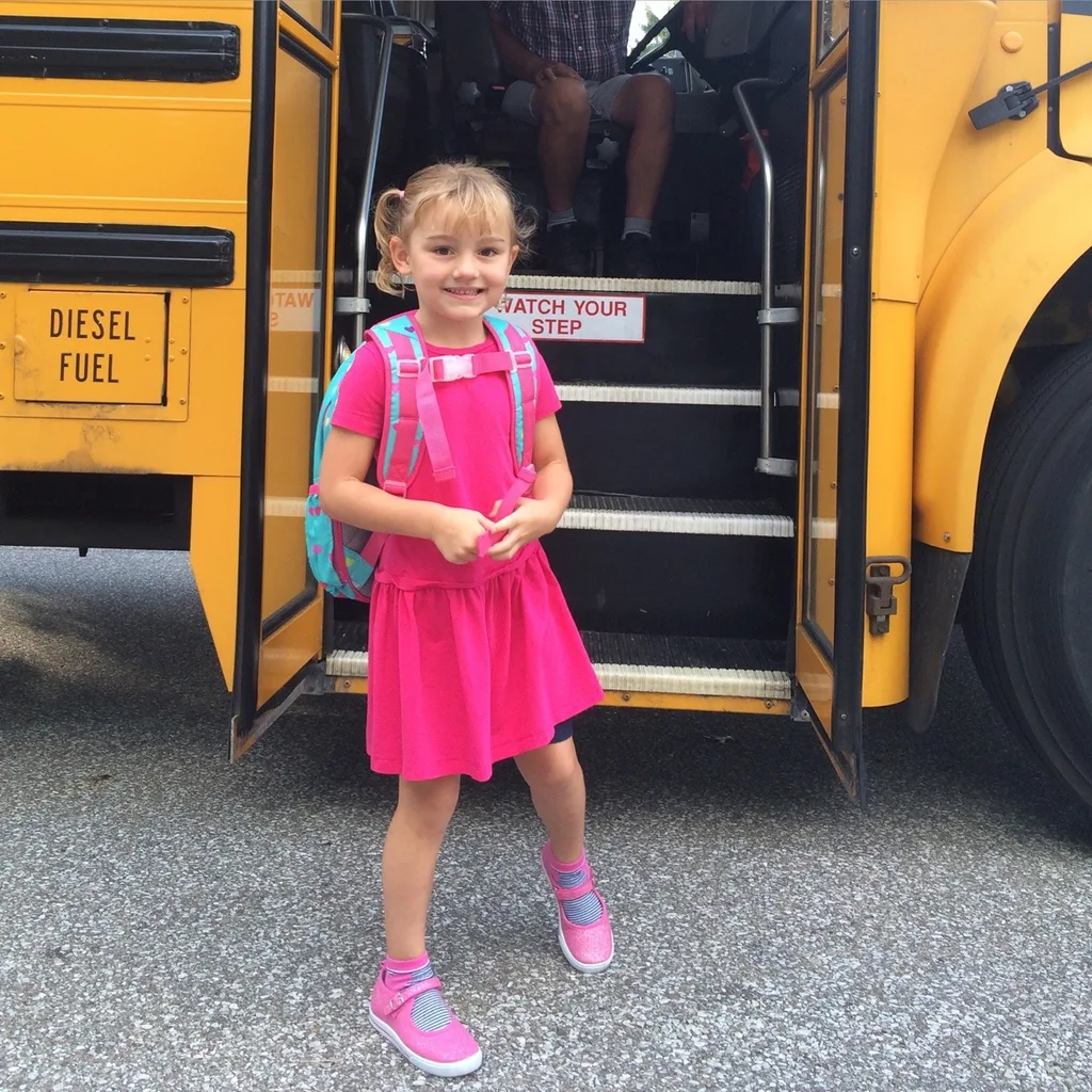 Class of 2028! Abby was so excited to start school today. The bus picked her up at 8:33, but she was ready to leave at 7:00. “When can I go? When does the school bus get here? Is it time yet?”