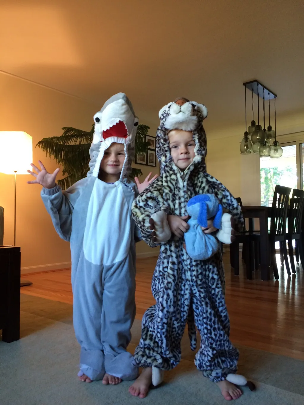 A lion, a leopard, and a blue dog. A shark!