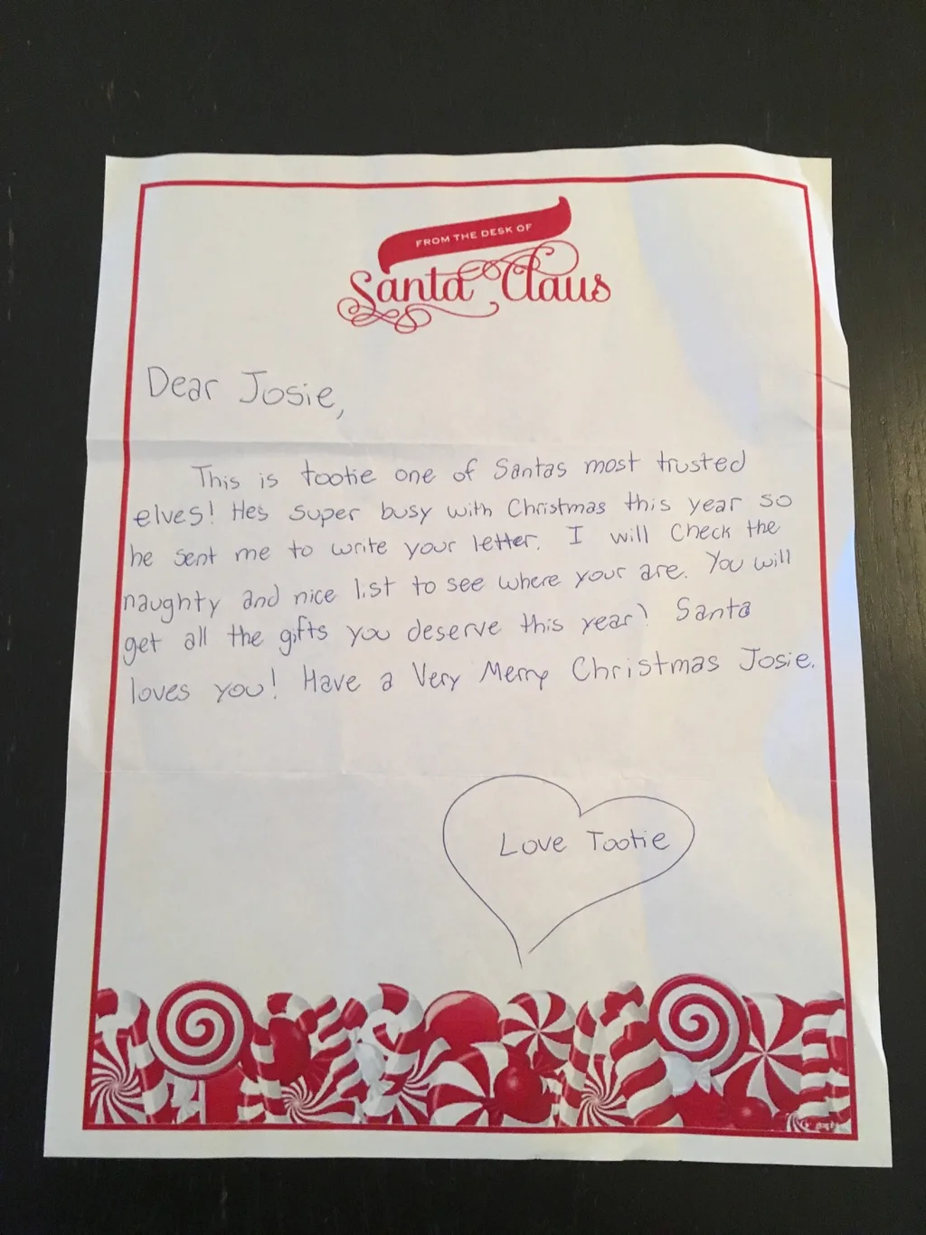 It’s awesome that they wrote back, but one of Santa’s elves seems to think our girls get everything they want for Christmas! Geez! I hope Gwen isn’t disappointed on Christmas morning.