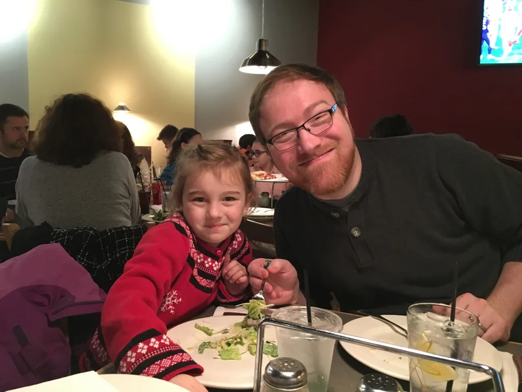 We had a great time eating dinner out at Dewey’s Pizza! The pizza was delicious. Gwen enjoyed watching football and everyone tried a lemon.