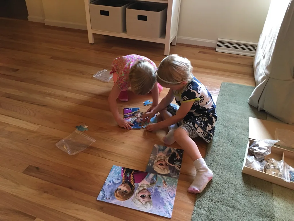 I love listening to Gwen and Josie help each other with a project. They play so well together (most of the time). Today they spent time together doing puzzles.