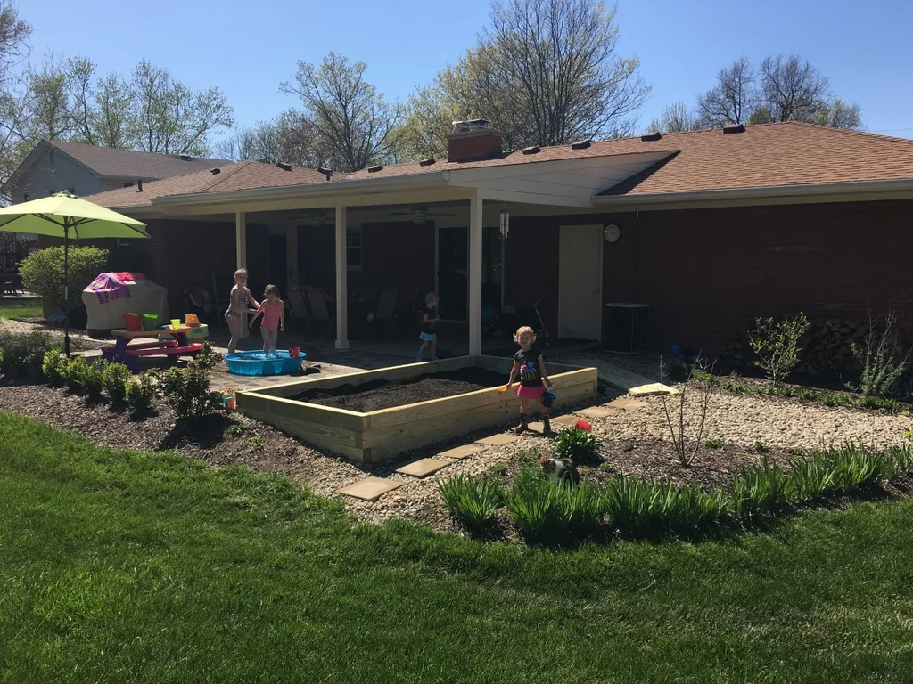 After lots of hard work (Grandpa’s muscles put mine to shame), the garden bed is nearly complete. It looks incredible! We still need a few larger boards for the top and lots more soil. Thirty bags of soil and compost was too little!
