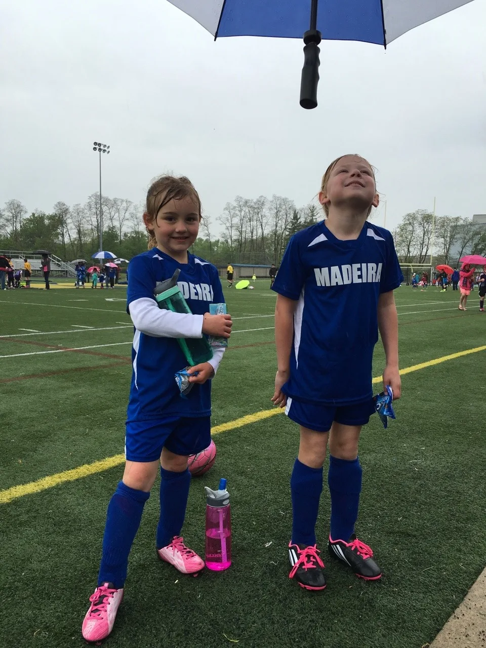 Abby’s team won their game! It was a very wet one too. Rain! Rain! Rain!