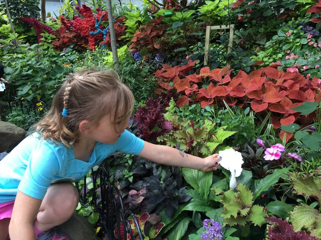 Adventure #2: our visit to the Butterfly Show at Krohn Conservatory. The matching blue shirts were a happy accident. The butterflies seemed to like this color, and they really liked Gwen and Josie’s flower headbands. The girls were often surprised when butterflies landed on them.