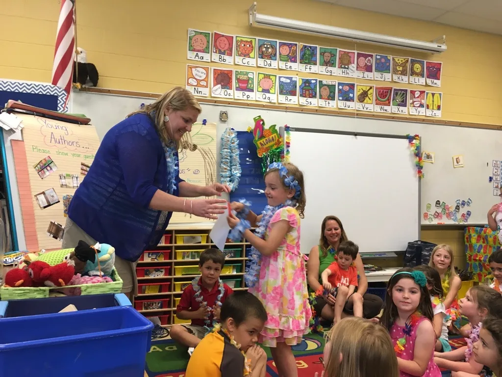 End of kindergarten classroom luau party