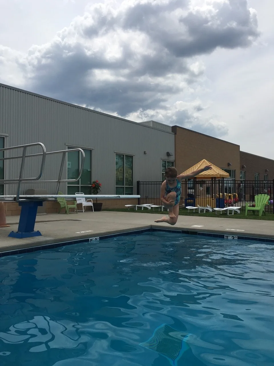 Someone’s list of summer accomplishments keeps growing. First she learned to ride a two-wheeler, then she passed the deep water test at the KHCC pool, and now today she not only passed the deep water test at the JCC, but she also mastered the diving boards! And it’s only week 1 of summer break!