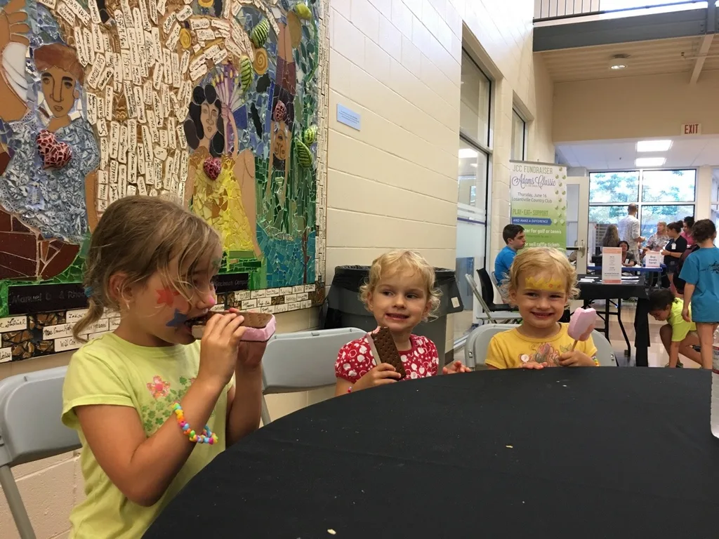 Ice cream social fun at the JCC! Gwen and Josie really liked sharing their ice cream.