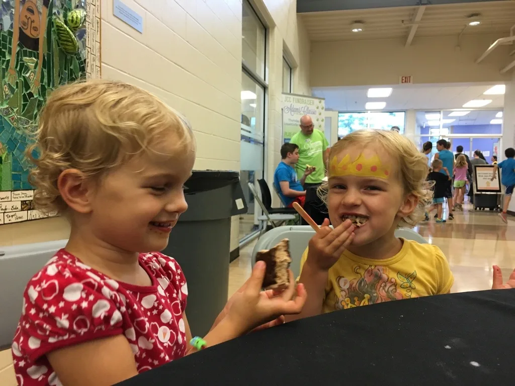 Ice cream social fun at the JCC! Gwen and Josie really liked sharing their ice cream.