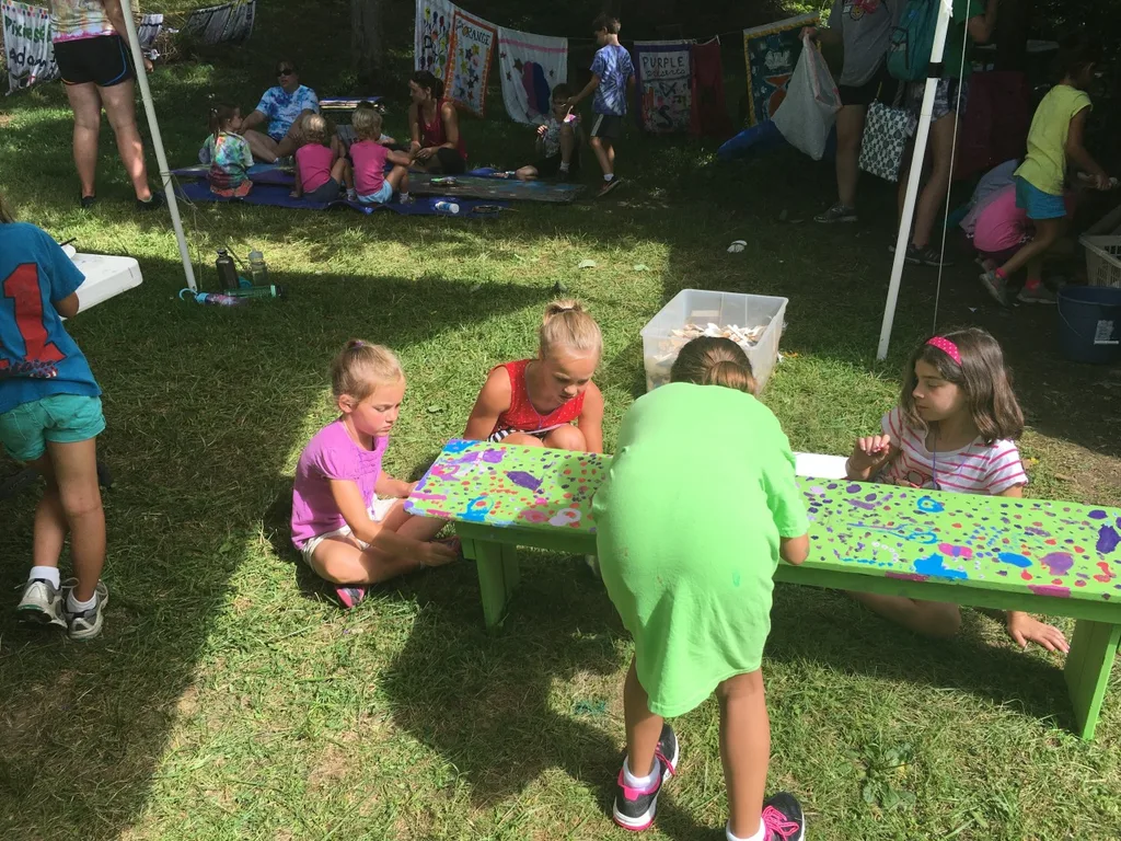 Day four of Girl Scout camp was filled with outdoor art, and science experiments – sun transfers, painting, nature photography, gloop, coke rockets, dancing raisins, static electricity, homemade sorbet. The girls also played a much needed, long game of “drip, drip, drench.”