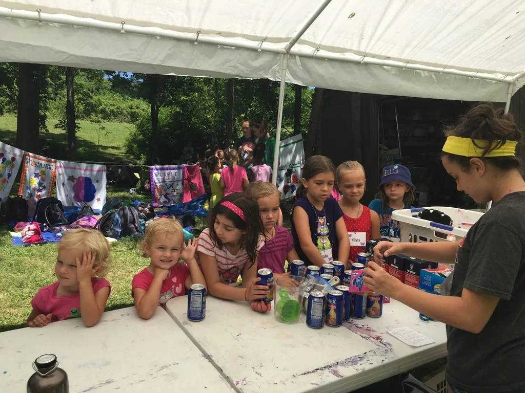 Day four of Girl Scout camp was filled with outdoor art, and science experiments – sun transfers, painting, nature photography, gloop, coke rockets, dancing raisins, static electricity, homemade sorbet. The girls also played a much needed, long game of “drip, drip, drench.”
