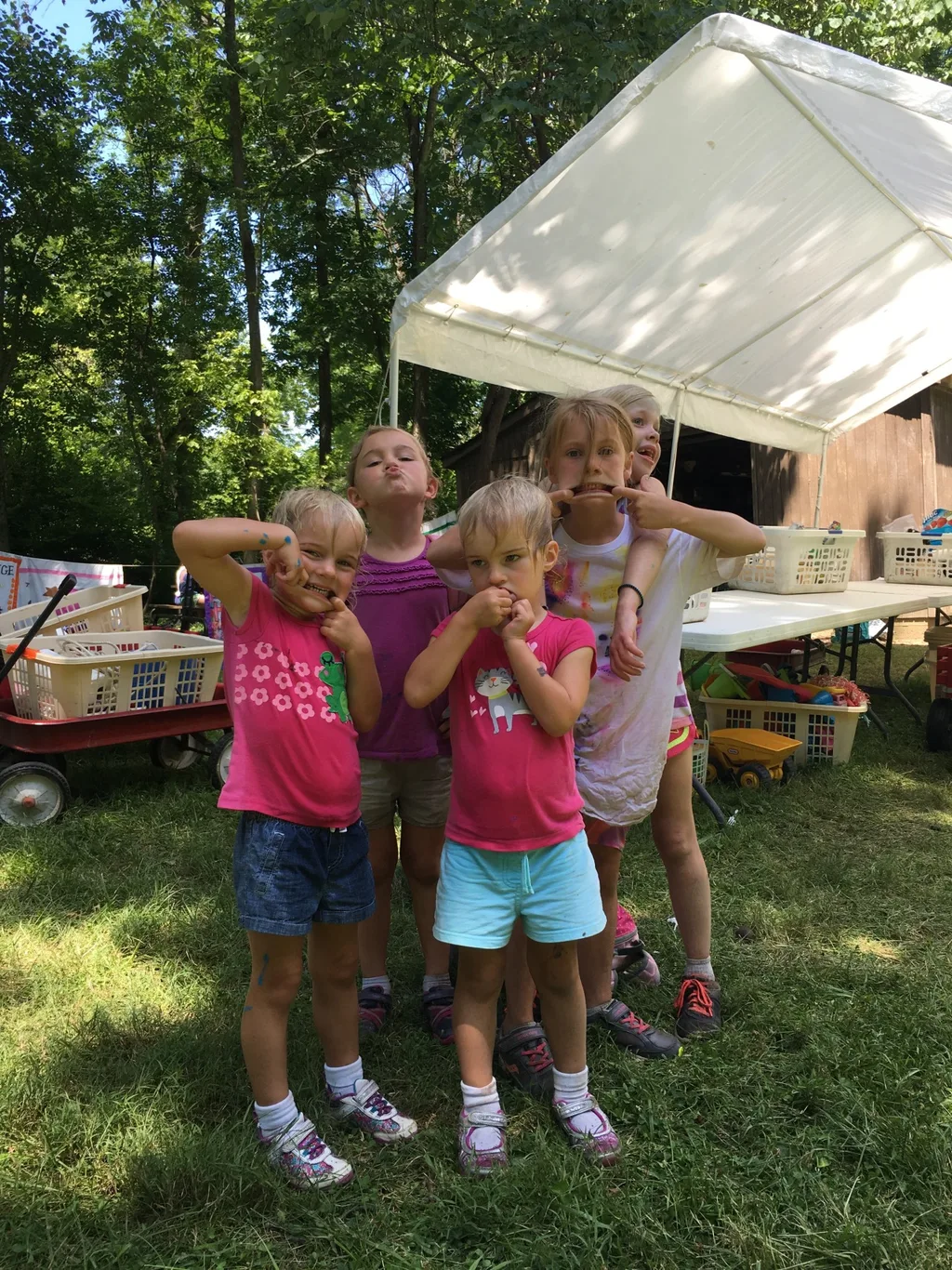 Day four of Girl Scout camp was filled with outdoor art, and science experiments – sun transfers, painting, nature photography, gloop, coke rockets, dancing raisins, static electricity, homemade sorbet. The girls also played a much needed, long game of “drip, drip, drench.”