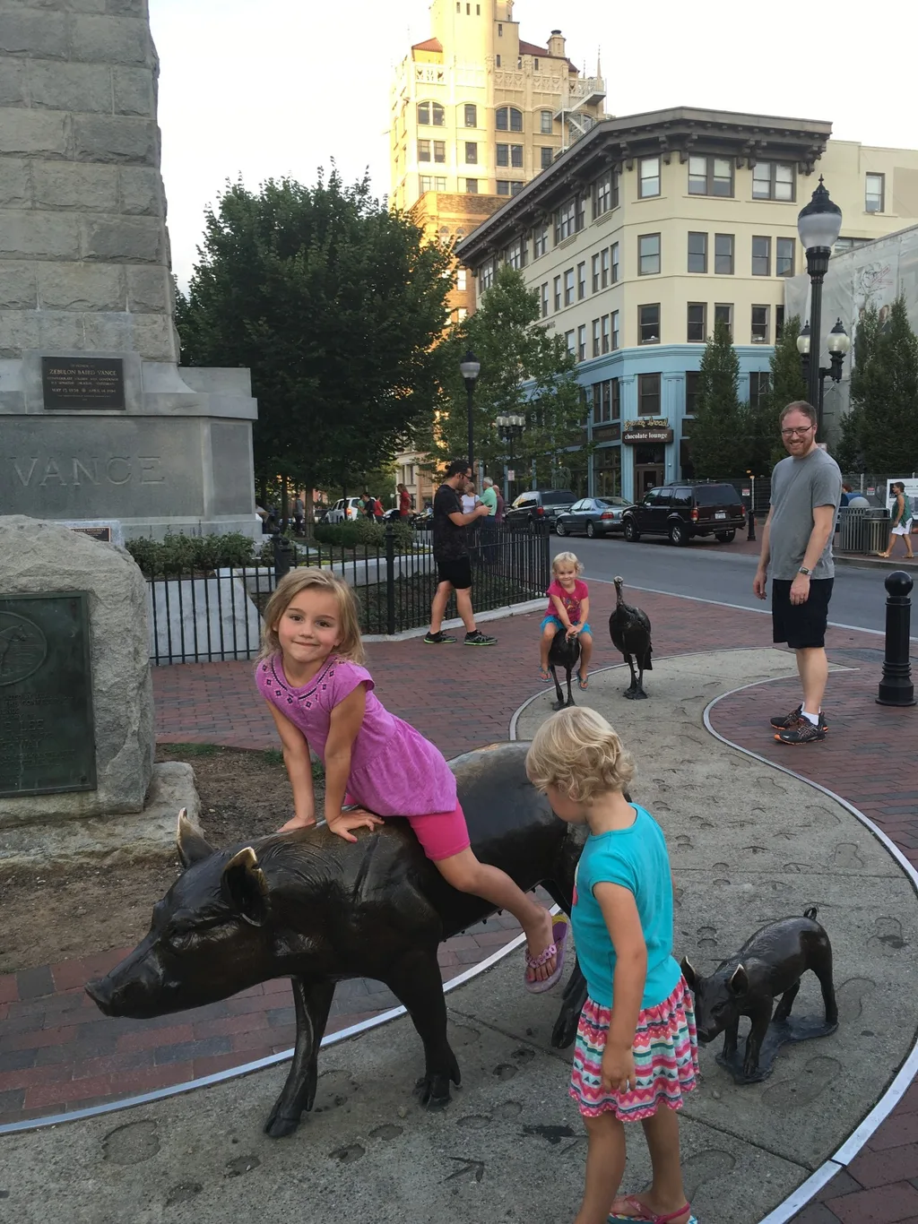Vacation day 1: Mellow Mushroom was still delicious, and more entertaining with kids. Downtown Asheville was surprisingly happening on a Monday night.