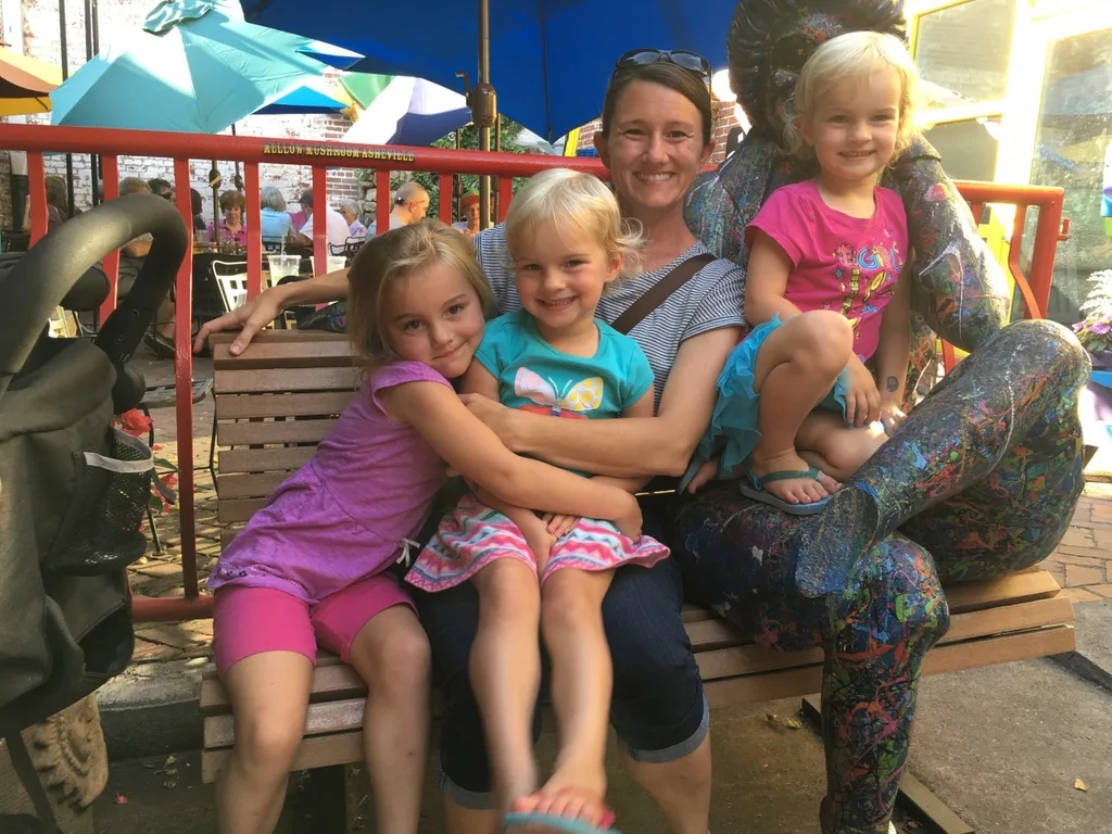 Vacation day 1: Mellow Mushroom was still delicious, and more entertaining with kids. Downtown Asheville was surprisingly happening on a Monday night.